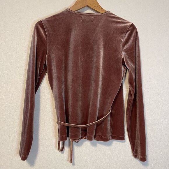 Madewell Velvet Ballet Wrap Top Warm Ash Size Small - Picture 4 of 8
